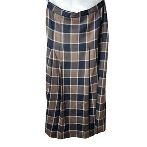 90s Vintage Plaid Wool Midi Skirt High Rise 12 | Dark Academia Preppy Scholarly